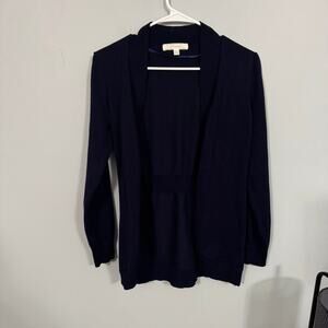 Pointelle Brand Open Front Knit Cardigan Sweater Women's Size Medium Dark Blue